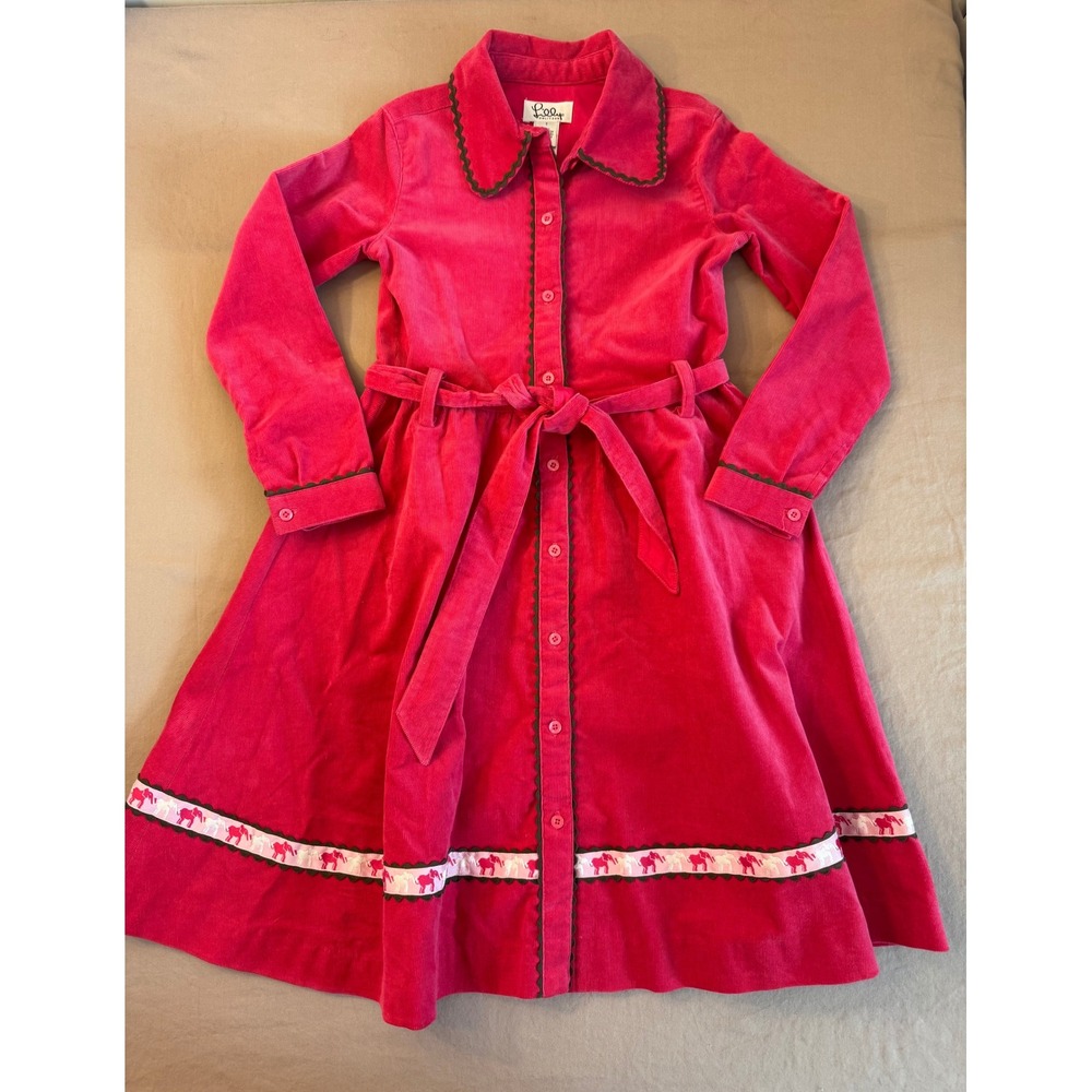 Lilly Pulitzerโ Pink Corduroy Dress Size 7 Elephant Trim Barbie Winter